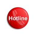 Hotline red round button, phone icon Ã¢â¬â vector